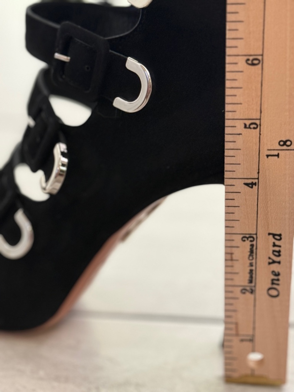 Aquazzura Multi-Buckle Suede Cage Heel | Black Sculptural Stiletto | size 39.5 - Picture 12 of 12